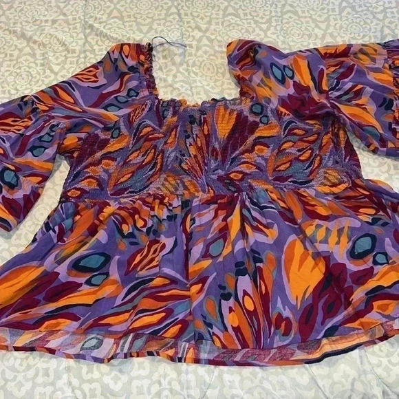 Terra & Sky Plus Size Multicolored Blouse U14 - Picture 2 of 4